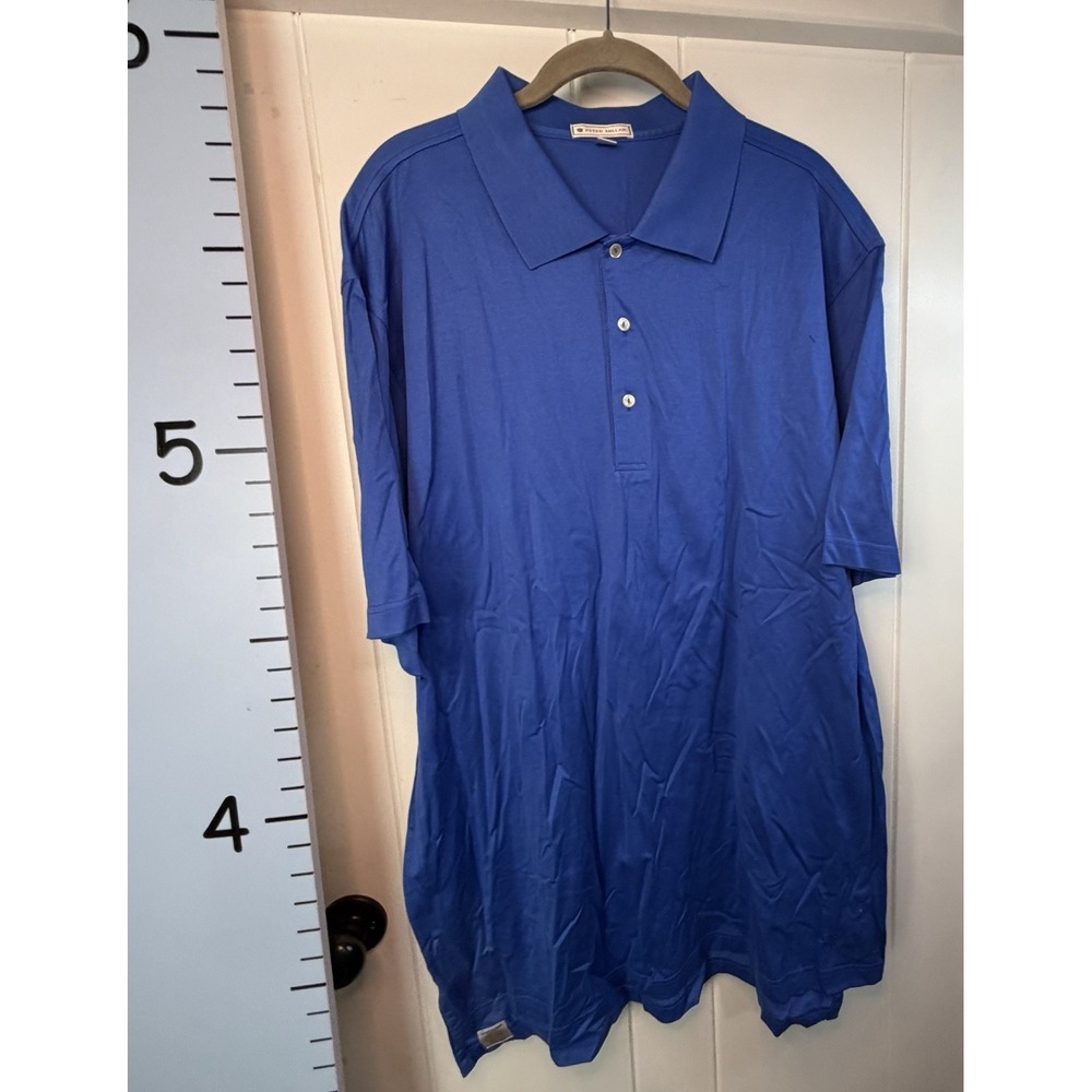 Peter Millar Mens Golf Polo Cotton Shirt Blue Size XXL Sporty Knit Casual